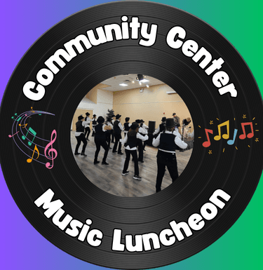 Seniors dancing in the middle of a record for Community Center Music Luncheon
