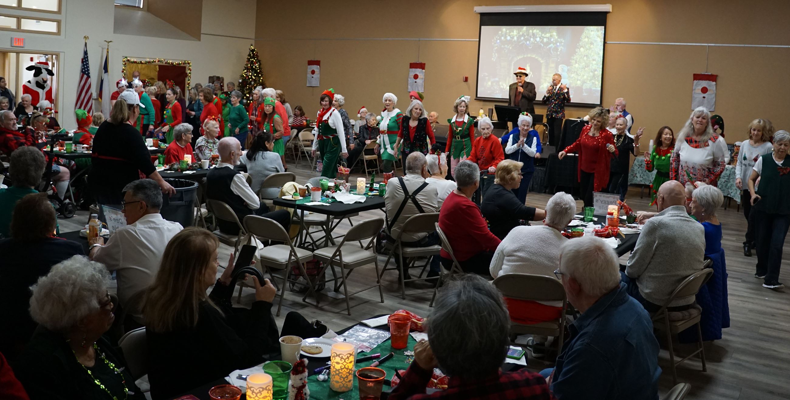 Image of guests dancing at the 2024 Tomball Community Center Holiday Party