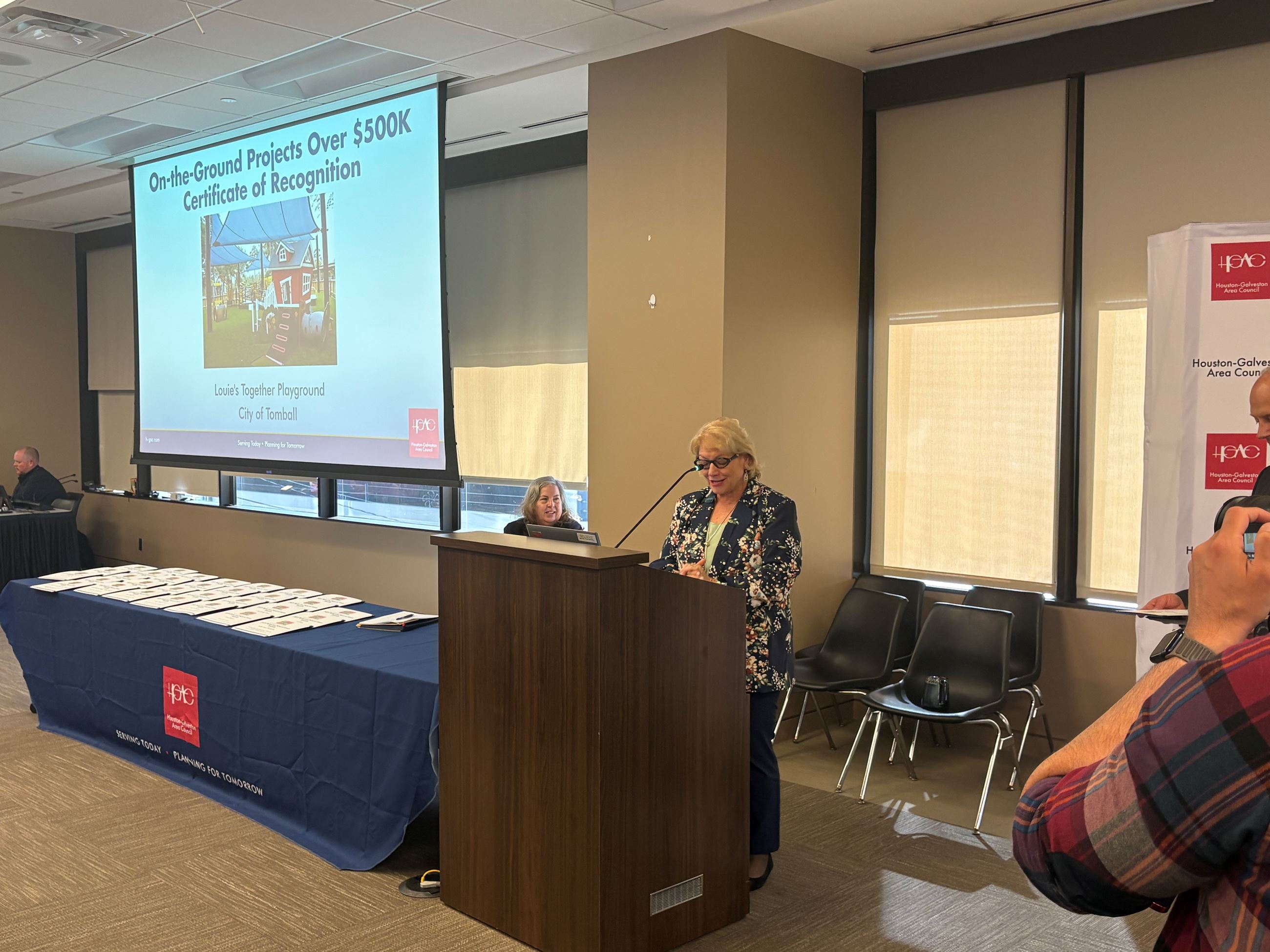 Image of Mayor Speaking at Louie's Together Playground HGAC Award 